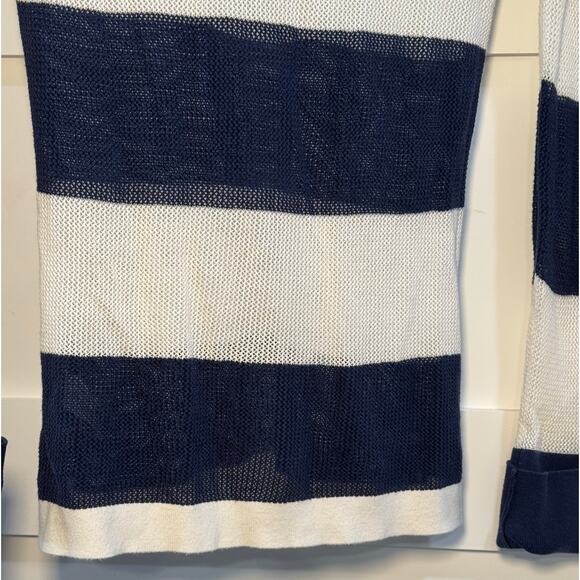 Tommy Bahama Long Sleeve Netting Knit Cover Up Stripe Blue Women's Teen Size XS - Picture 4 of 12